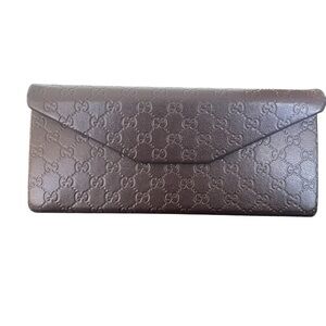 Gucci Embossed Eyeglasses Case- Brown
